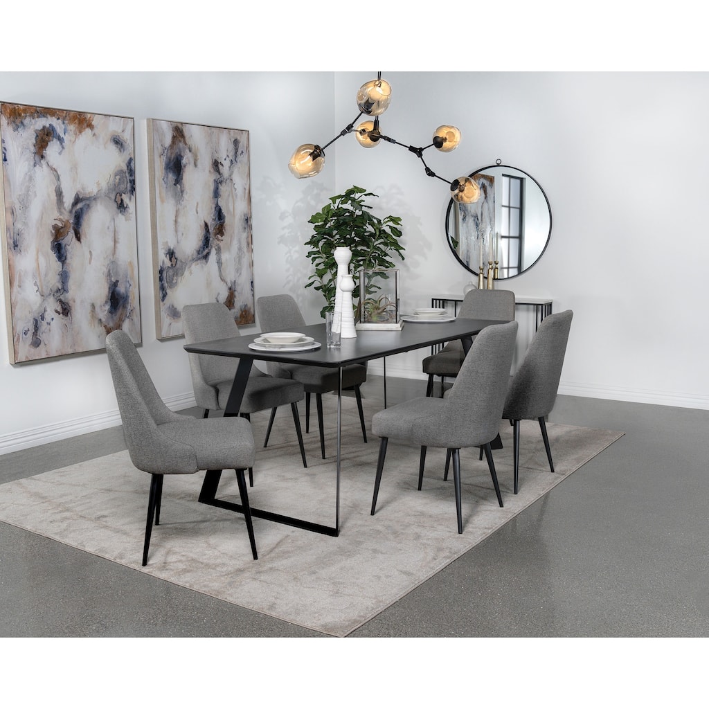 Smith Rectangular Ceramic Top Dining Table Set Black
