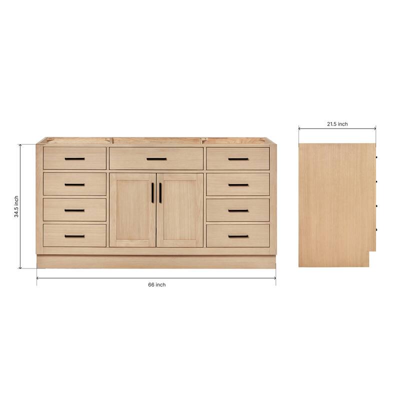 Ariel T066S-BC Hepburn 66" Single Free Standing Vanity Cabinet Only