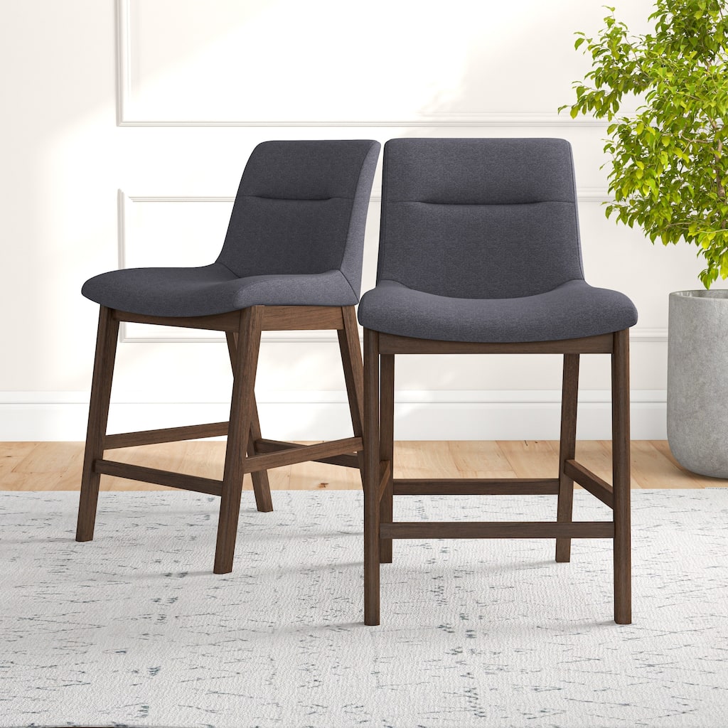 Donna Mid-Century Square polyester Counter Stool in Dark Grey (Set of 2)