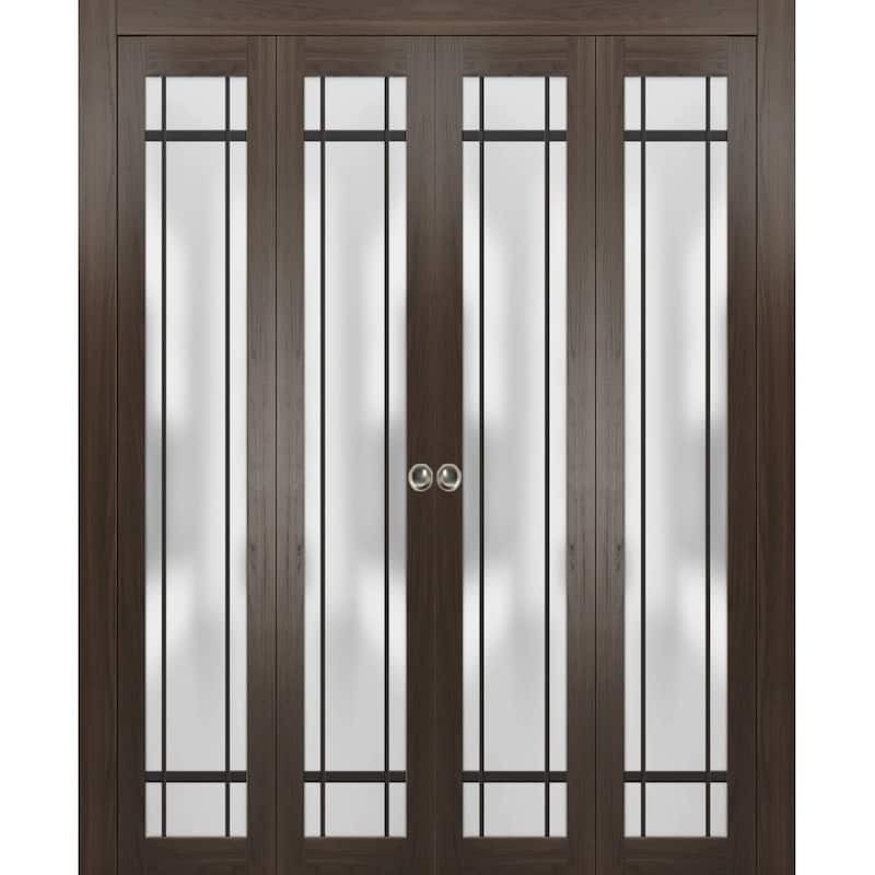 Double Bi-fold Doors Planum 2112 Chocolate Ash Sturdy Tracks - Grey - 96" x 84" (4* 24x84)