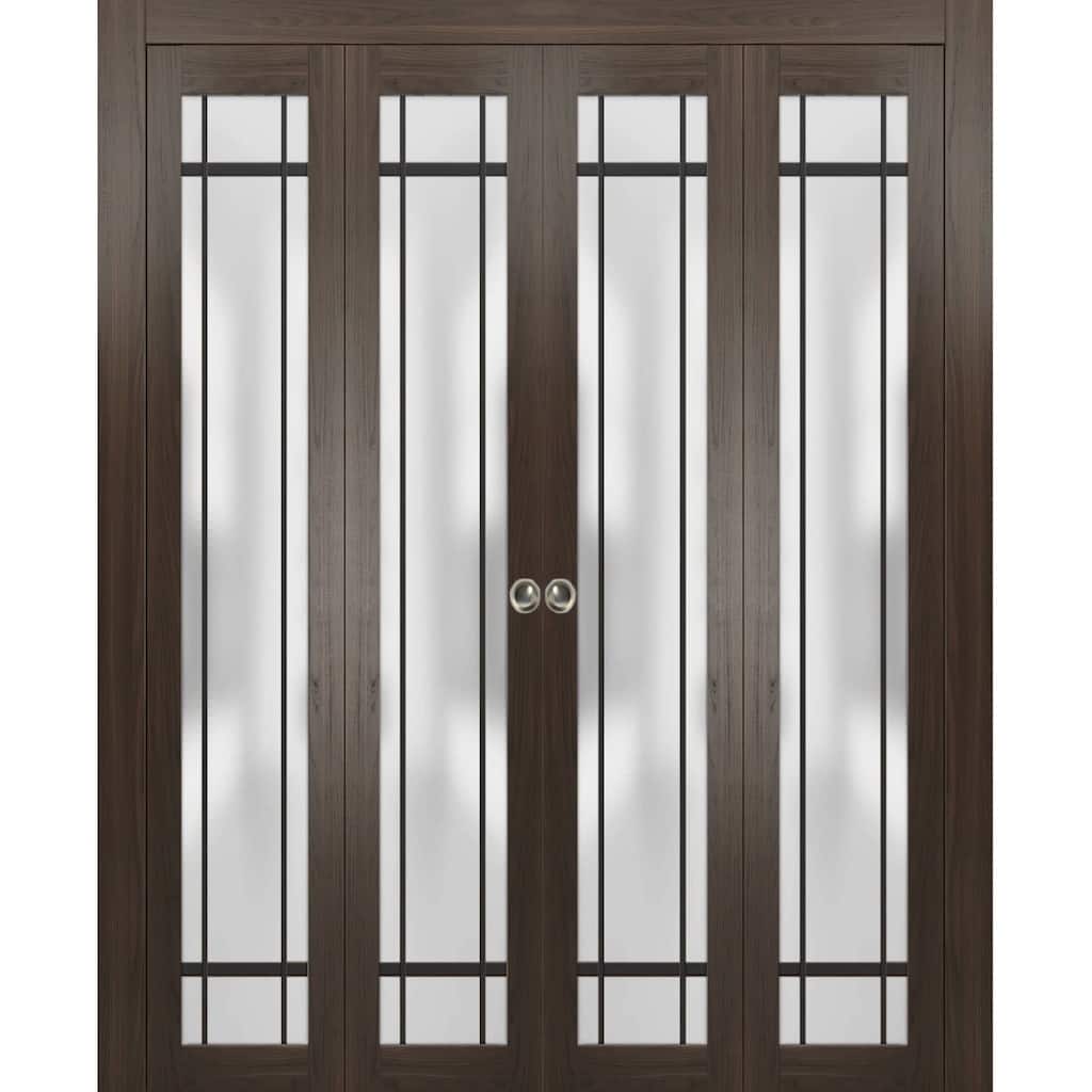 Double Bi-fold Doors Planum 2112 Chocolate Ash Sturdy Tracks
