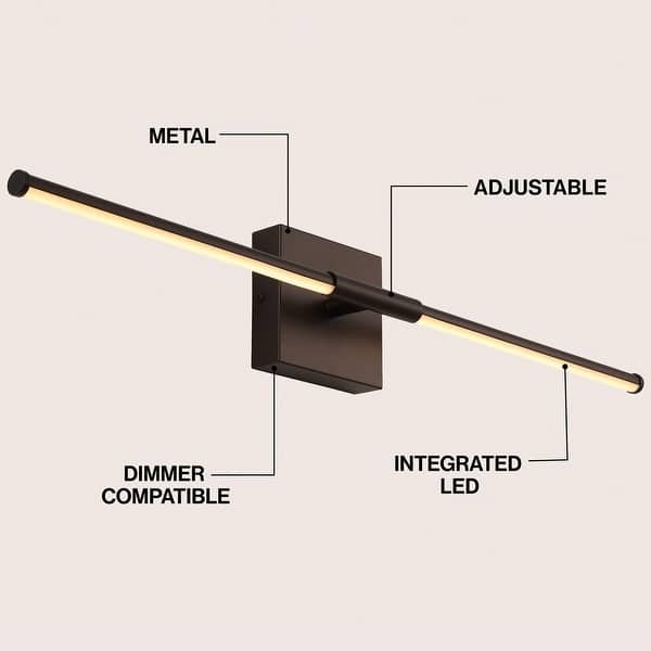 dimension image slide 16 of 34, JONATHAN Y 28" Dimmable Integrated LED Metal Wall Sconce