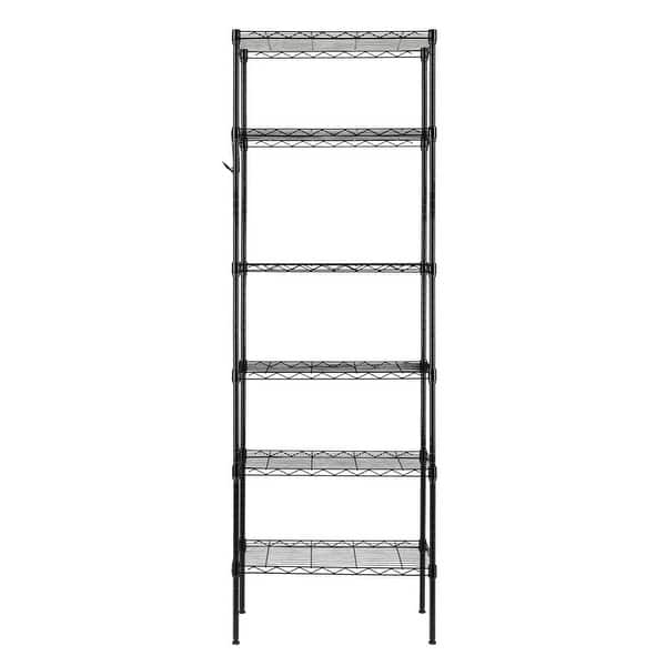 6Tier NSFCertified Steel Wire Shelving Rck with Wheels Black On