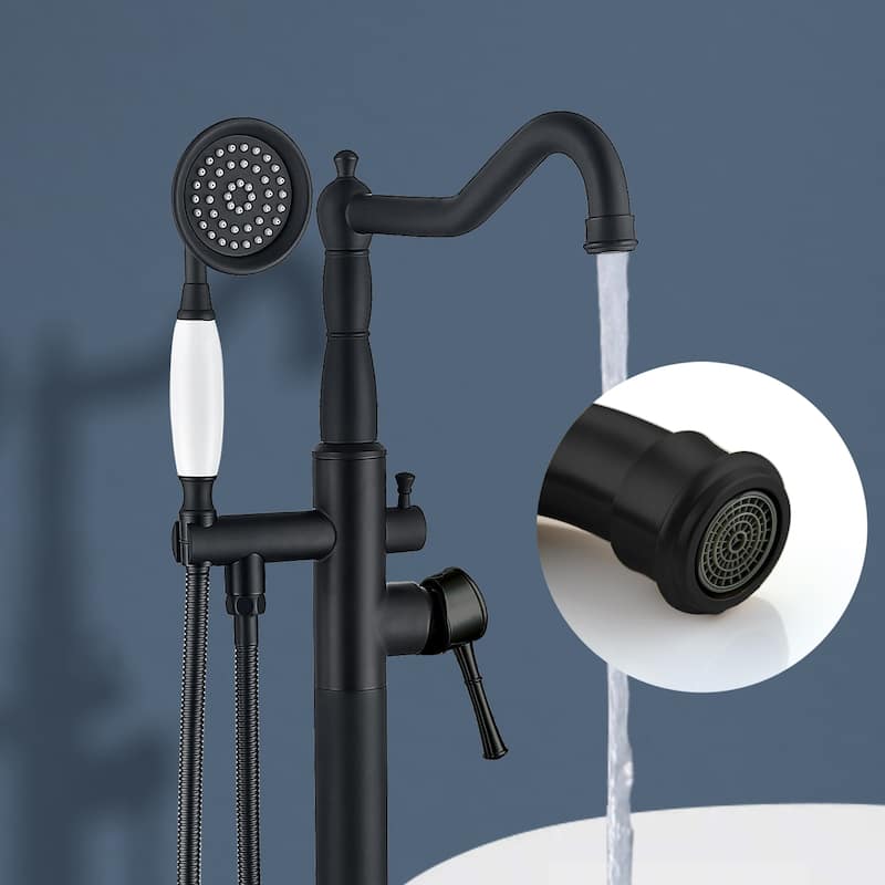 Topcraft Single Handle Floor Mounted Freestanding Tub Filler with Handshower