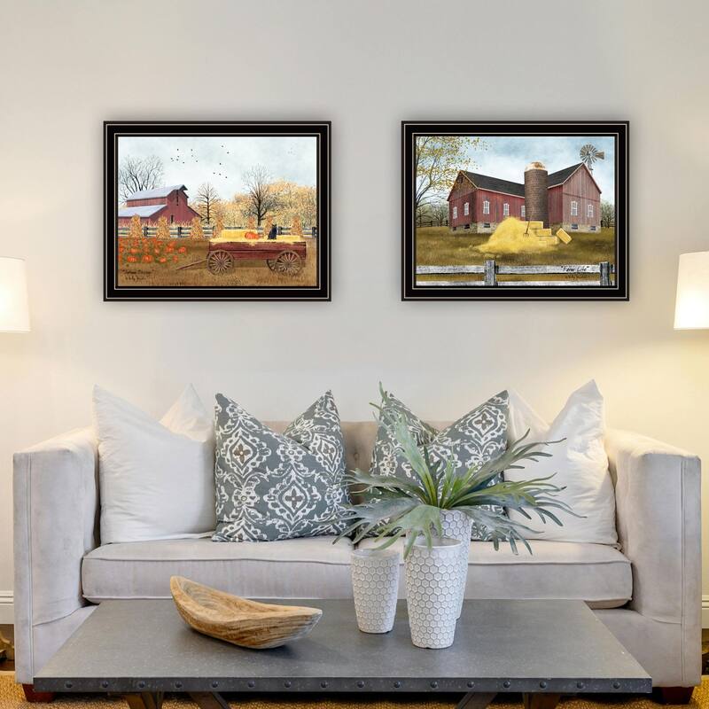 2-Piece Framed Wall Art Set - Autumn Blessings Farm Life, Black Frame