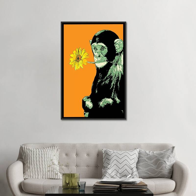 iCanvas "Flower Monkey" by Steez Framed
