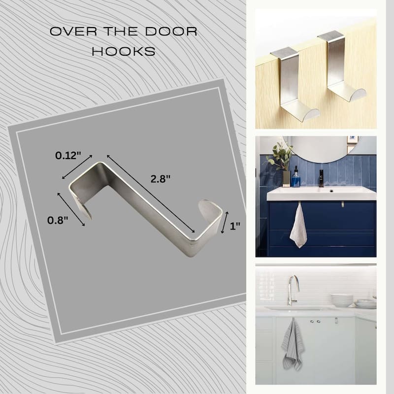 2 Stainless Steel Over the Door Hooks Space Saver Organizer 2 Pack