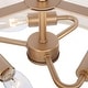 preview thumbnail 7 of 6, Bella Modern Glam 3-light Drum Semi-Flush Mount Lights Off-white Fabric Chandelier - L13.8'' x W13.8'' x H11.8
