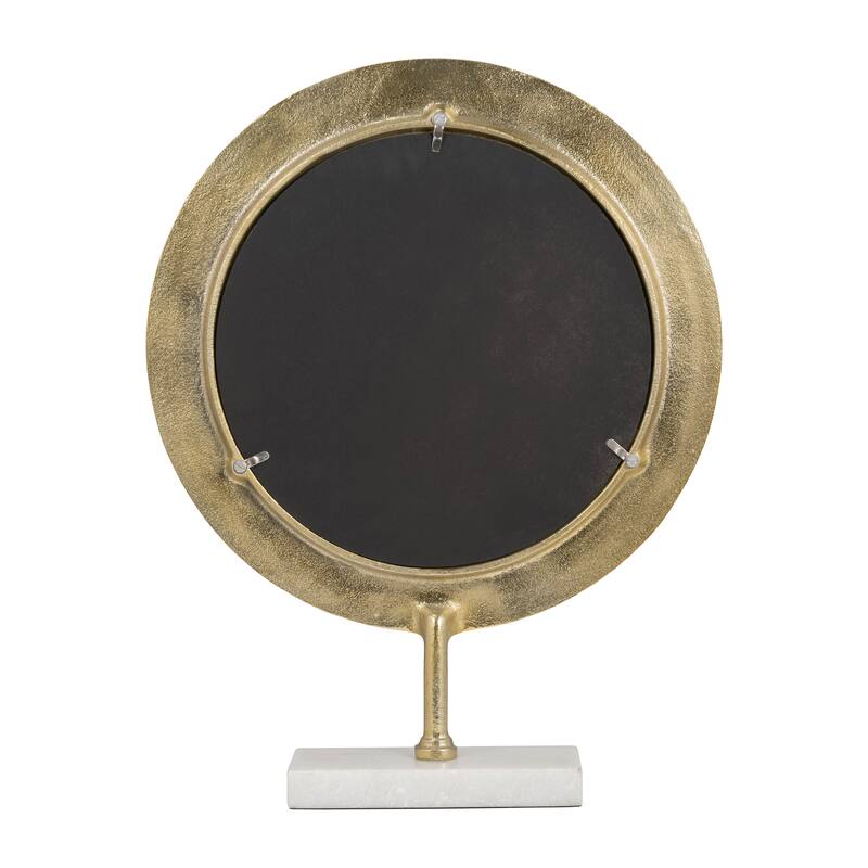 Sagebrook Home Metallic Metal Round Hammered Mirror On Stand Decor