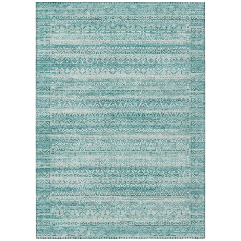 HomeRoots Striped Transitional Rectangle Outdoor Rug