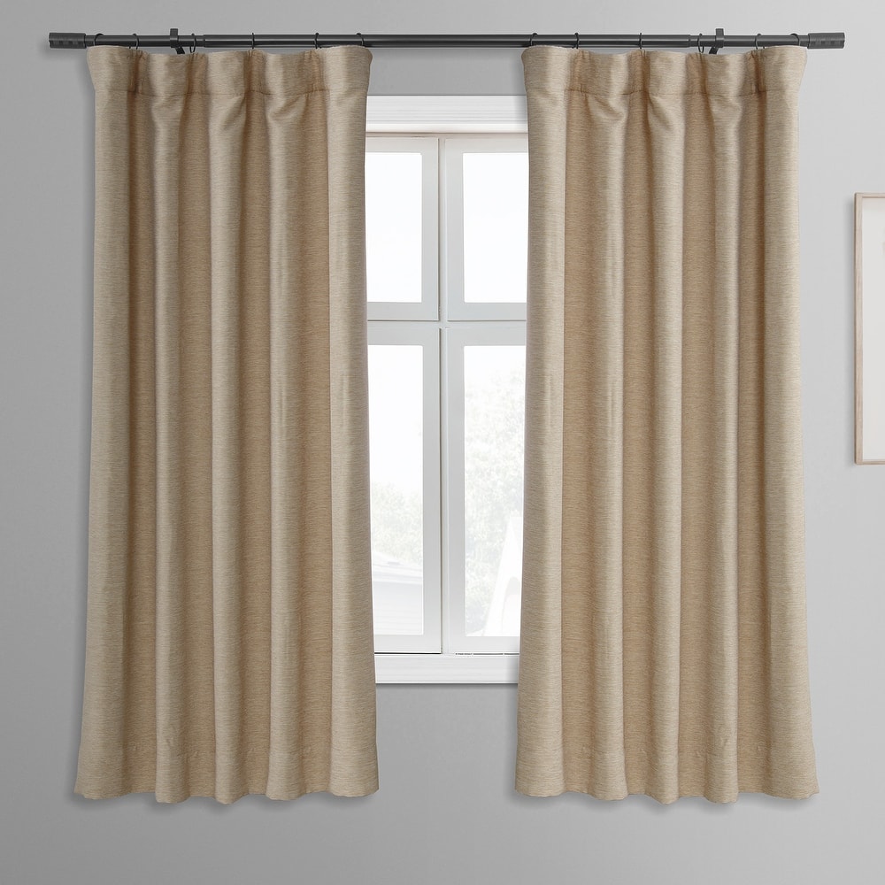 Exclusive Fabrics Bellino Textured Faux Linen Room Darkening Curtains For Bedroom (1 Panel), 50W X 63L - 50 x 63