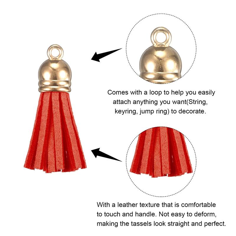 1.46" Leather Tassel Keychain for Bracelet DIY Craft Accessory 50Pcs