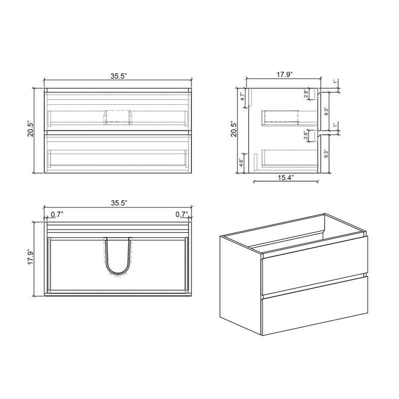 Modern 30" Alice Floating Bathroom Vanity with Rosewood Finish, Handle-Free Design, Silent Soft-Closing Drawers