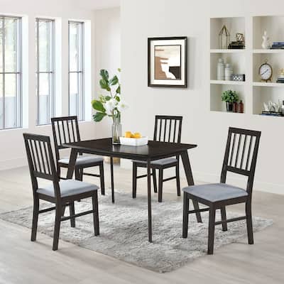 Modern Dining Table 48 Inch Kitchen Table with Solid Wood Leg Espresso/Oak