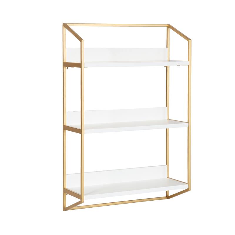 Kate and Laurel Hylton Tiered Wall Shelf - 18x28x7 - White/Gold