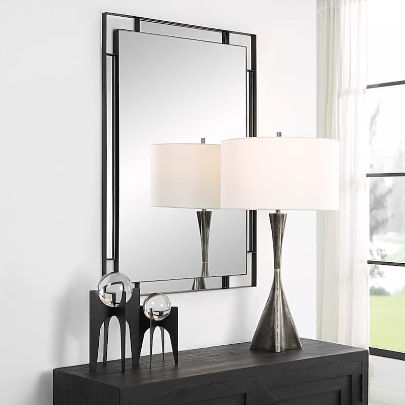 Strap Style Rectangular Framed Wall Mirror - 39.5" - Matte Black