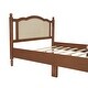 preview thumbnail 18 of 18, Wooden Queen Size Vintage Platform Bed with Rattan Headboard amd Slat Support