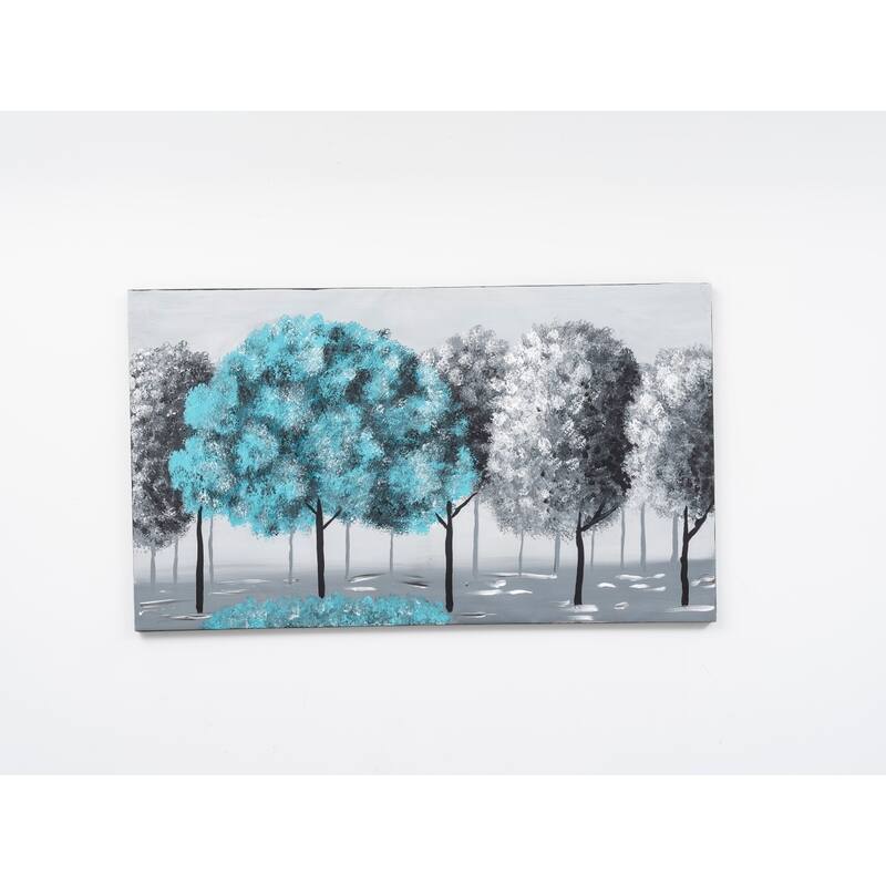 Modern Wall-art Acrylic Hand Painted 27"x47" Blue Tree Wall Art for Living Room Bedroom Guest Room - Blue Tree