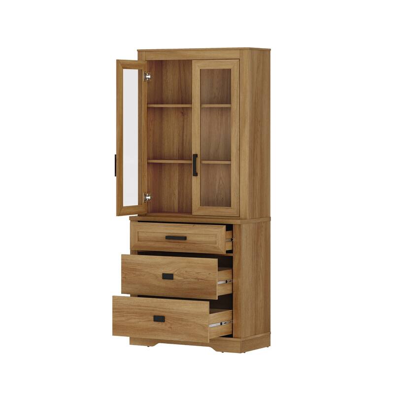 3 Tier Bookcase with Drawer,73.3" Tall Floor Standing Bookshelf