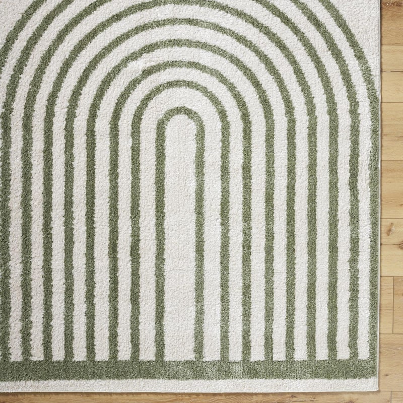 Livabliss Scandinavian Fossay Shag Stripe Washable Area Rug