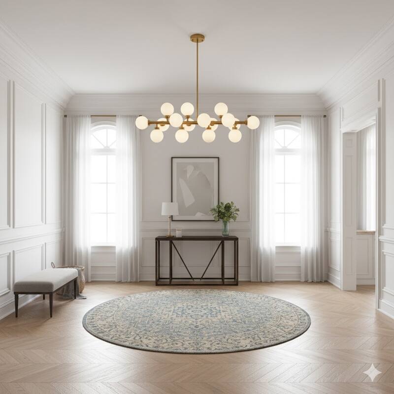 16-Light Gold Chandelier With White Glass Shades
