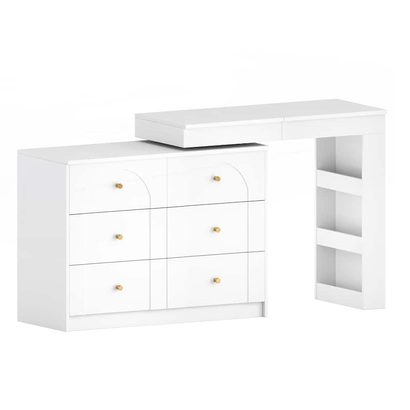 Vanity Desk with Mirror and Lights