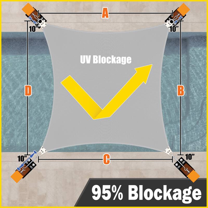 ColourTreeUSA Square Sun Shade Sail Reinforced Super Ring HDPE Mesh Fabric Screen Canopy UV Block 260 GSM