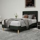 preview thumbnail 71 of 91, Caxkun Upholstered Platform Bed Frame with Wingback headboard Black - Twin