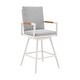 preview thumbnail 4 of 9, Crown Outdoor Patio Swivel Bar Stool in Black Aluminum with Wood Accent and Dark Gray Cushions - 30" Bar Height
