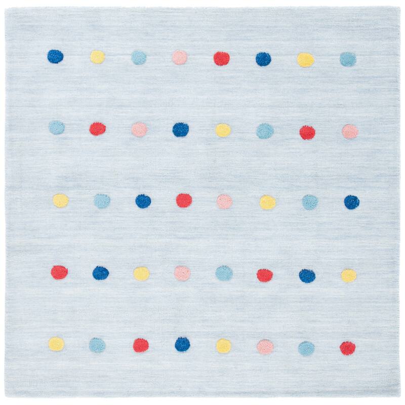 SAFAVIEH Kids Karan Polka Dot Wool Rug - 5' Square - Grey