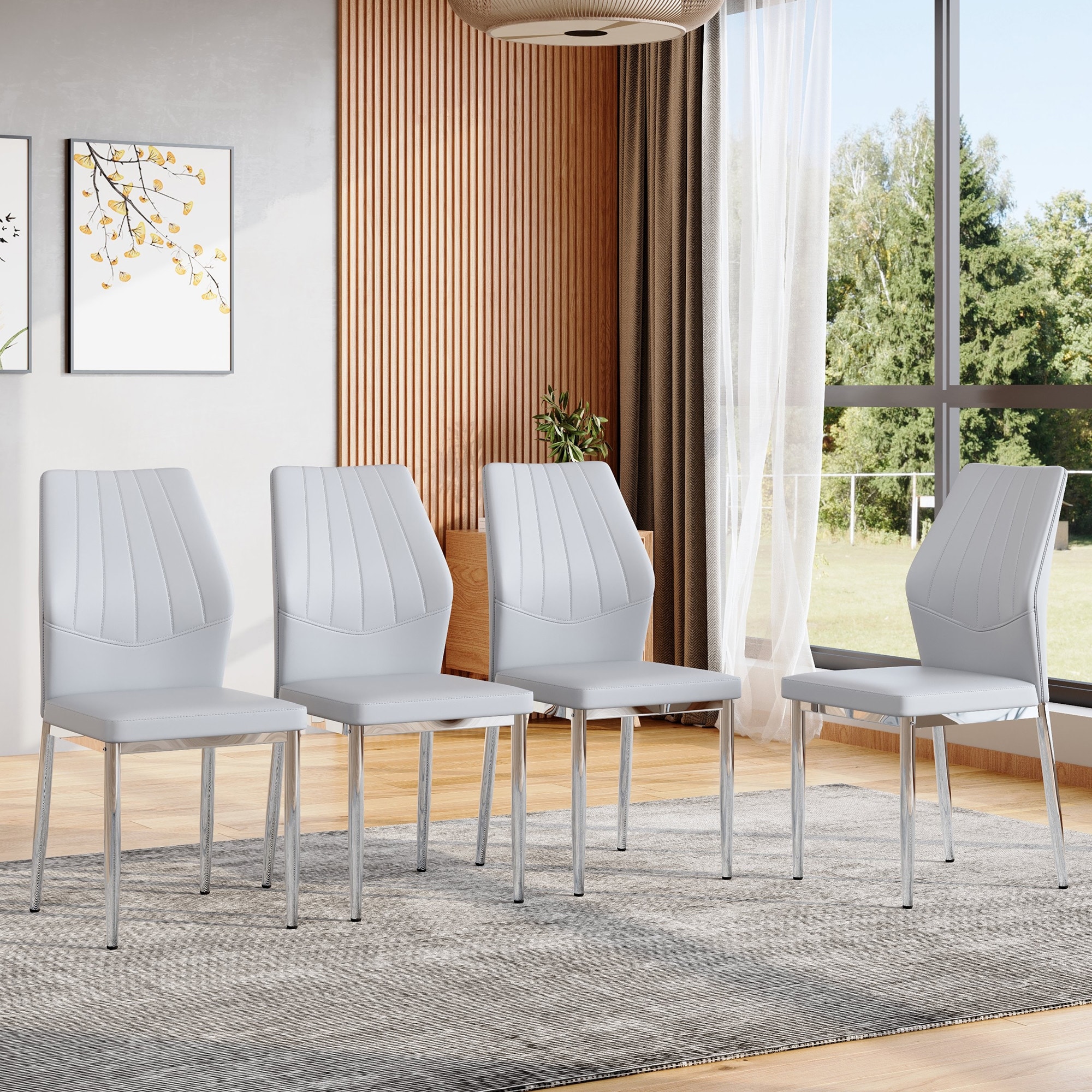 Light Gray Side Chair Reception Chair Meeting Room Chair Set of 4 Kitchen Chair Lounge Chair with Metal Legs