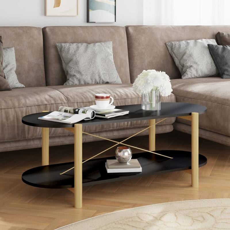 vidaXL Coffee Table Living Room End Table Accent Sofa Table Engineered Wood - 43.3"x18.9"x15.7" - Black