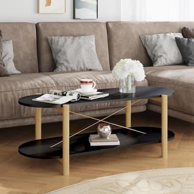 vidaXL Coffee Table Living Room End Table Accent Sofa Table Engineered Wood - 43.3"x18.9"x15.7"