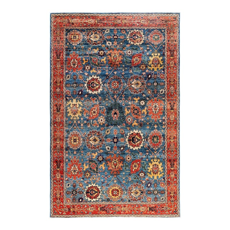 Serapi One-of-a-Kind Hand-Knotted Area Rug - Light Blue, 5' 11" x 9' 3" - 5' 11" x 9' 3"