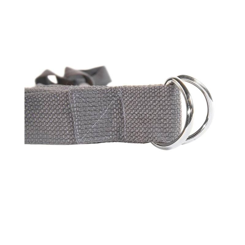 Power Systems 8ft Yoga Strap with D-Ring, Adjustable Cotton Yoga Stretching Belt for Flexibility & Support - Grey - 8ft