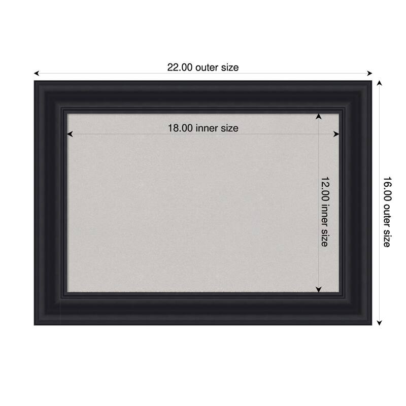 Dalat Black Framed Cork Board - Bulletin Board, Organization Board, Pin Board - Grey - 22 x 16 in