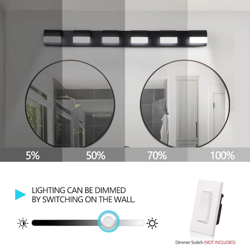 Modern Bathroom Vanity Lighting 6-Light LED Vanity Lights Over Mirror Bath Wall Lighting