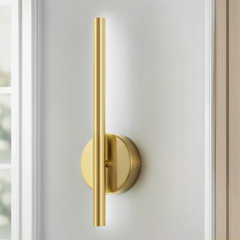 15.7 in. Modern Gold/Black Linear Bathroom Vanity Light Dimmable Integrated LED Wall Light - 6000K - Gold