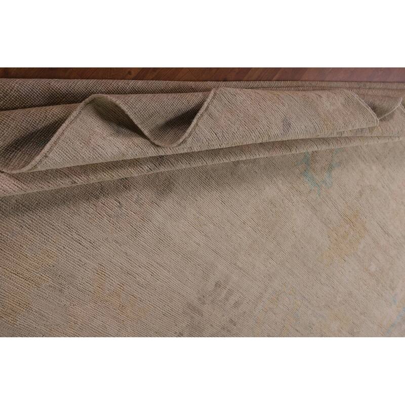 Vegetable Dye Oushak Area Rug Handmade Floral Wool Carpet - 9'2" x 12'2"