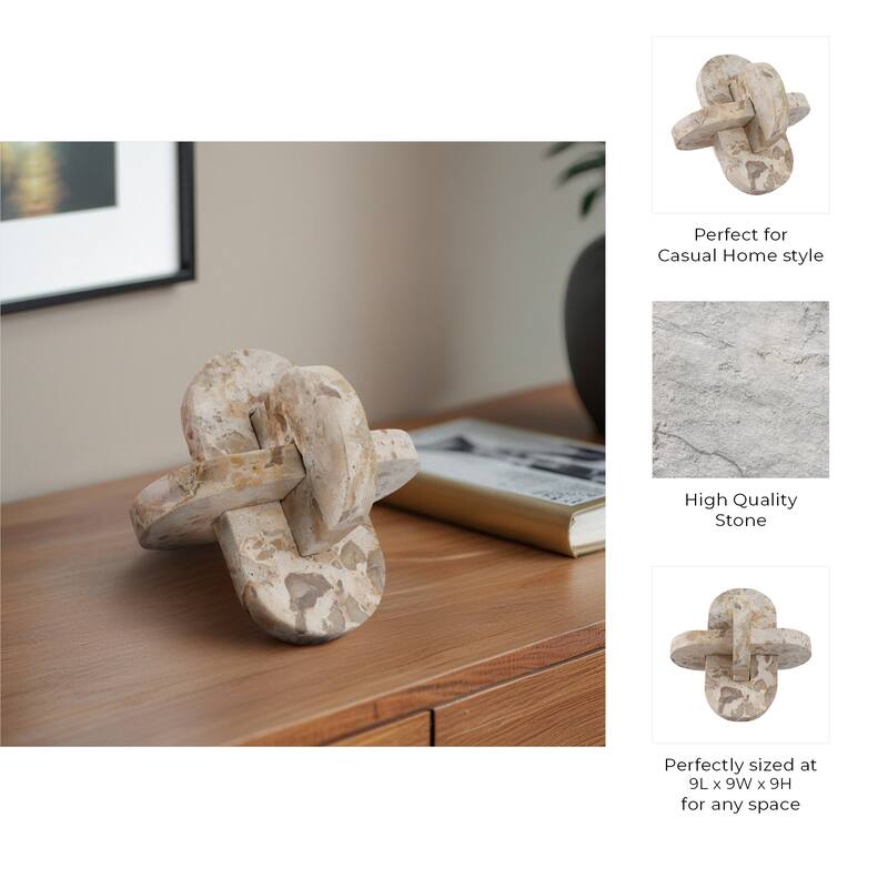 Stone Marble Decorative Object Interlocking Sculptural Form Accent