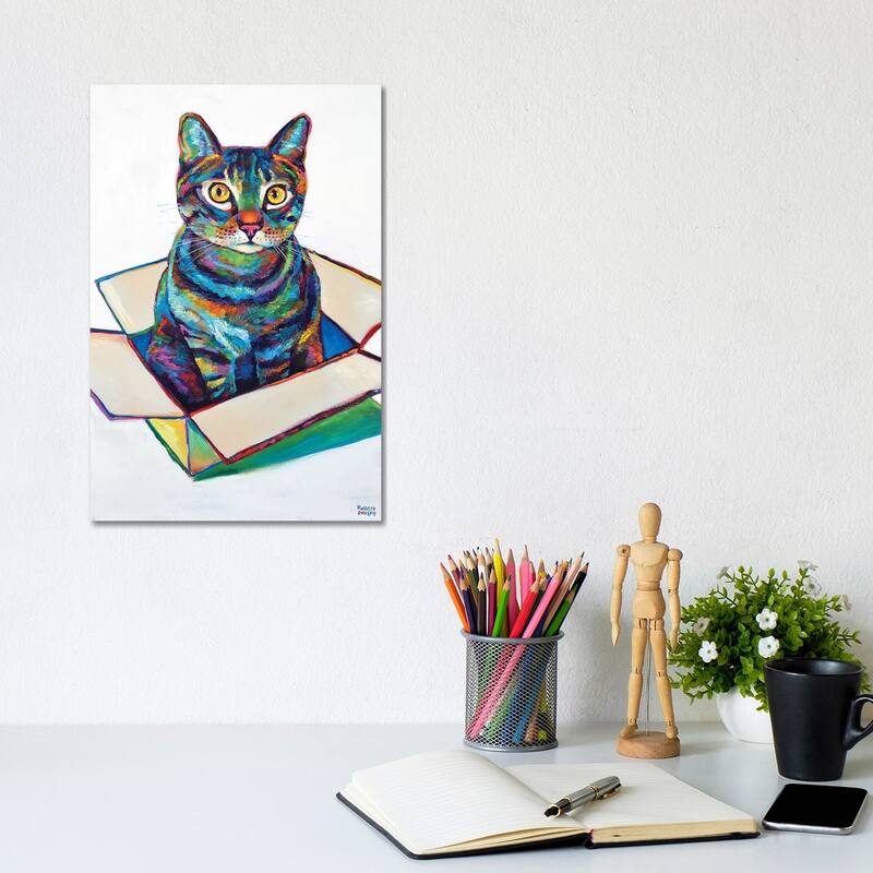 iCanvas "Cat In Box" by Robert Phelps Canvas Print - 12x8x0.75