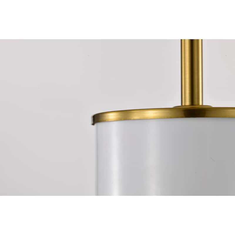 Rikko Brass Pendant Ceiling Lamp with White Hooded Brass Trim Shade - White-Brass