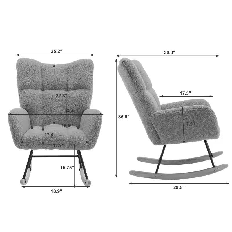 Modern Nursery Rocking Chair Upholstered Glider Chair with High Backrest