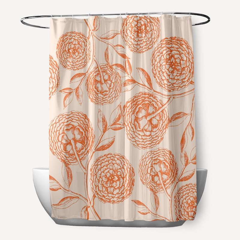 Antique Flowers Shower Curtain - Orange