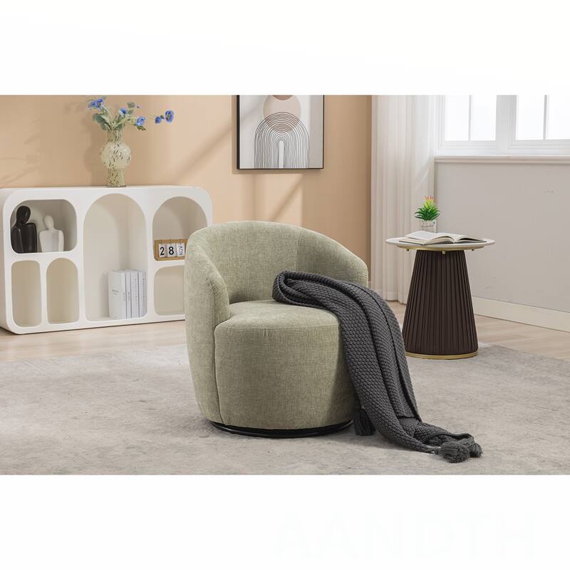 Chenille Swivel Barrel Chair