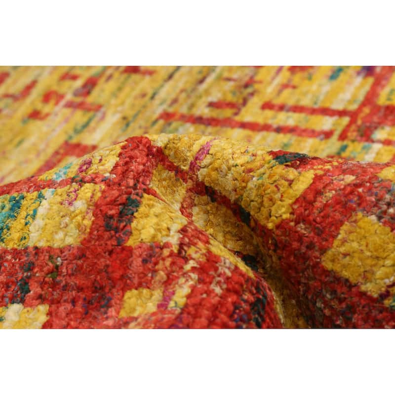 ECARPETGALLERY Hand-knotted Sari Silk Gold Silk Rug - 8'2 x 10'0