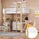 preview thumbnail 1 of 17, Stylish Design Twin Size Solid Wood Loft Bed Kids Bed with Built-in Storage Cabinet and Cubes, Foldable desk White