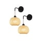 preview thumbnail 5 of 3, 2 Pack wall sconces black wall lighting bamboo, metal wireless wall sconce