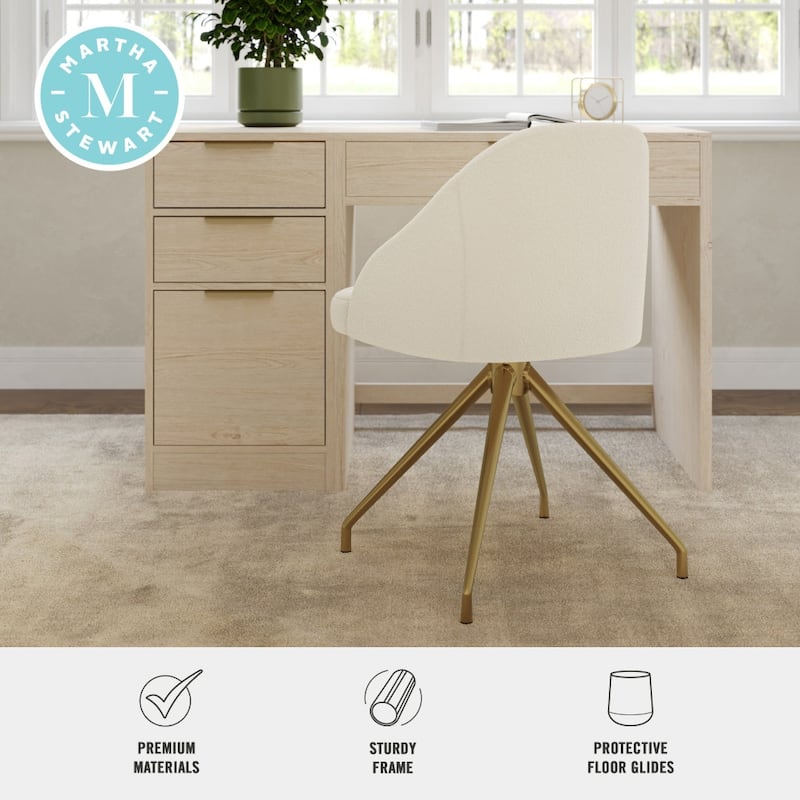 Martha Stewart Upholstered Stationary Swivel Home Office Chair