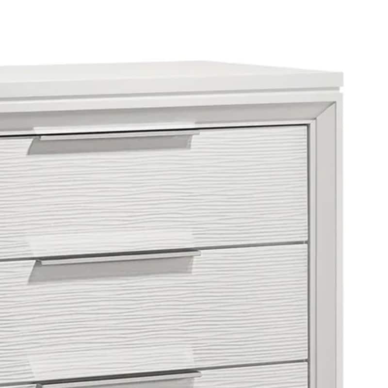 Ressy Tall Dresser Chest with 5 Drawers, Contemporary White Wood